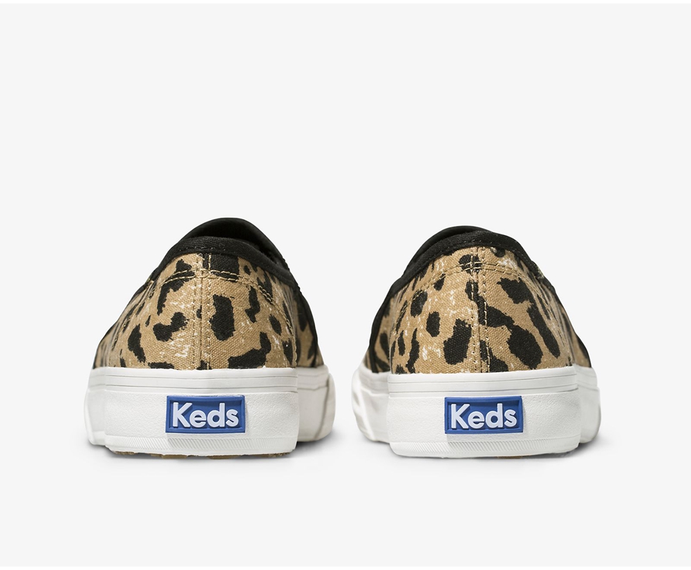 Slip Ons Keds Mujer Marrones - Double Decker Leopard - 608-VIRDUP